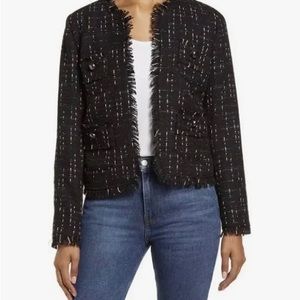 Nordstrom Halogen Tweed Fringe Blazer Jacket Small